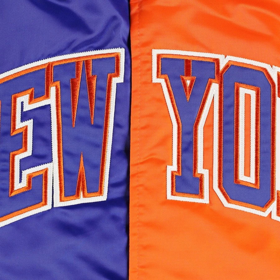 Men's New York Knicks Starter Fast Break Satin Full-Snap Jacket-Blue/Orange