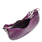 Womens Leather Twist Handle Strap Zip Cross Body Bag SARAH Purple