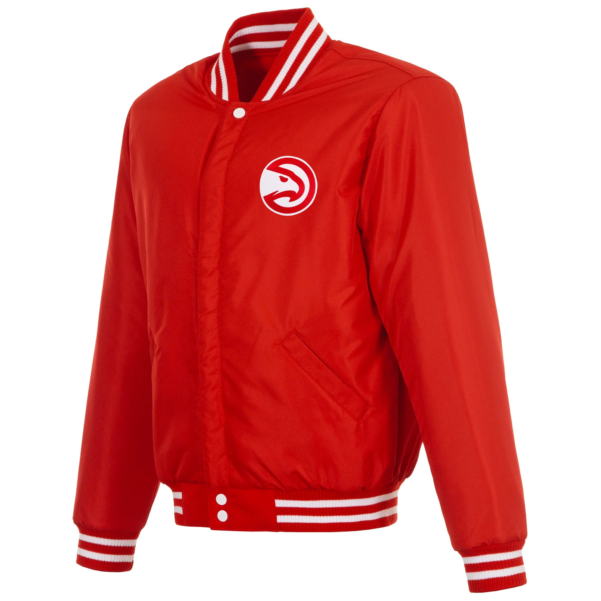 Atlanta Hawks - JH Design Reversible Fleece Jacket with Faux Sleeves Leather - Red/White