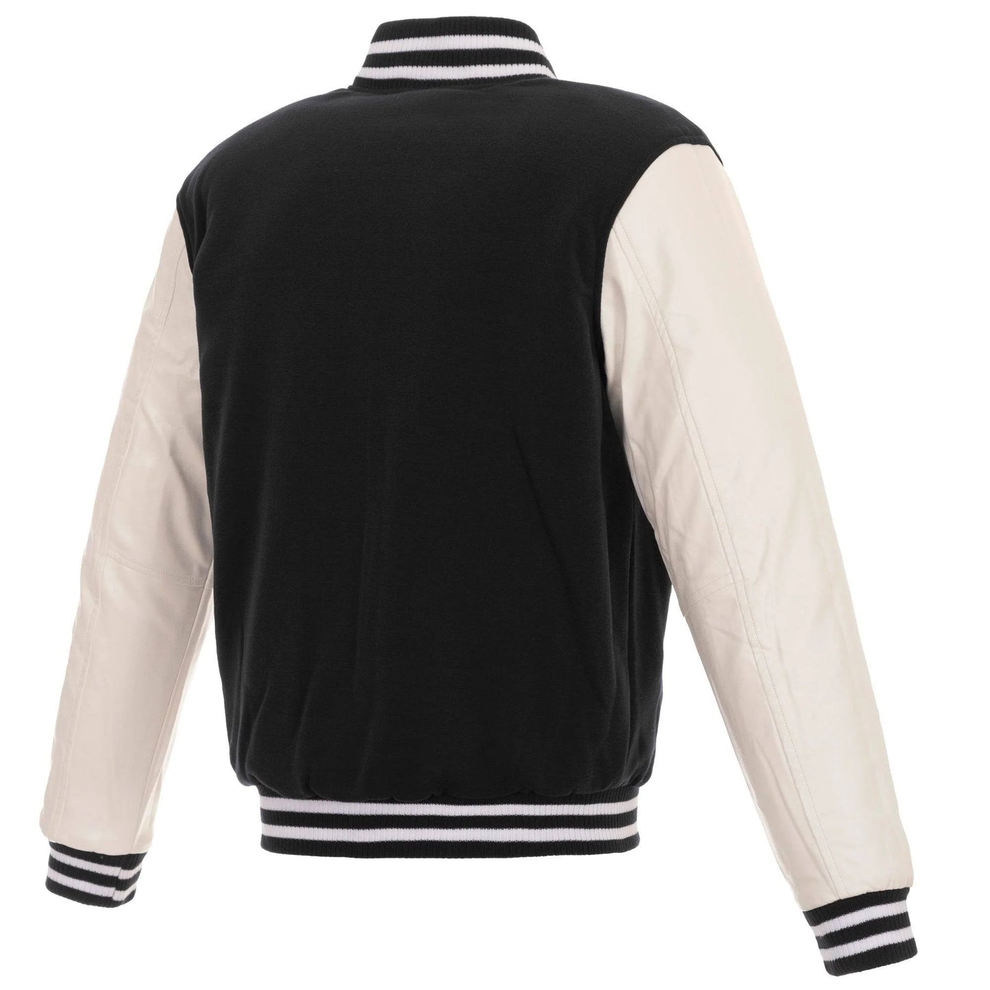 Anaheim Ducks Reversible Fleece Jacket with Faux Leather Sleeves  JH Design - Black/White