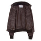 Womens Leather Classic Bomber Jacket Motto Brown