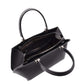 Womens Leather Classic Zip Opening Large Shoulder Bag MARY Black