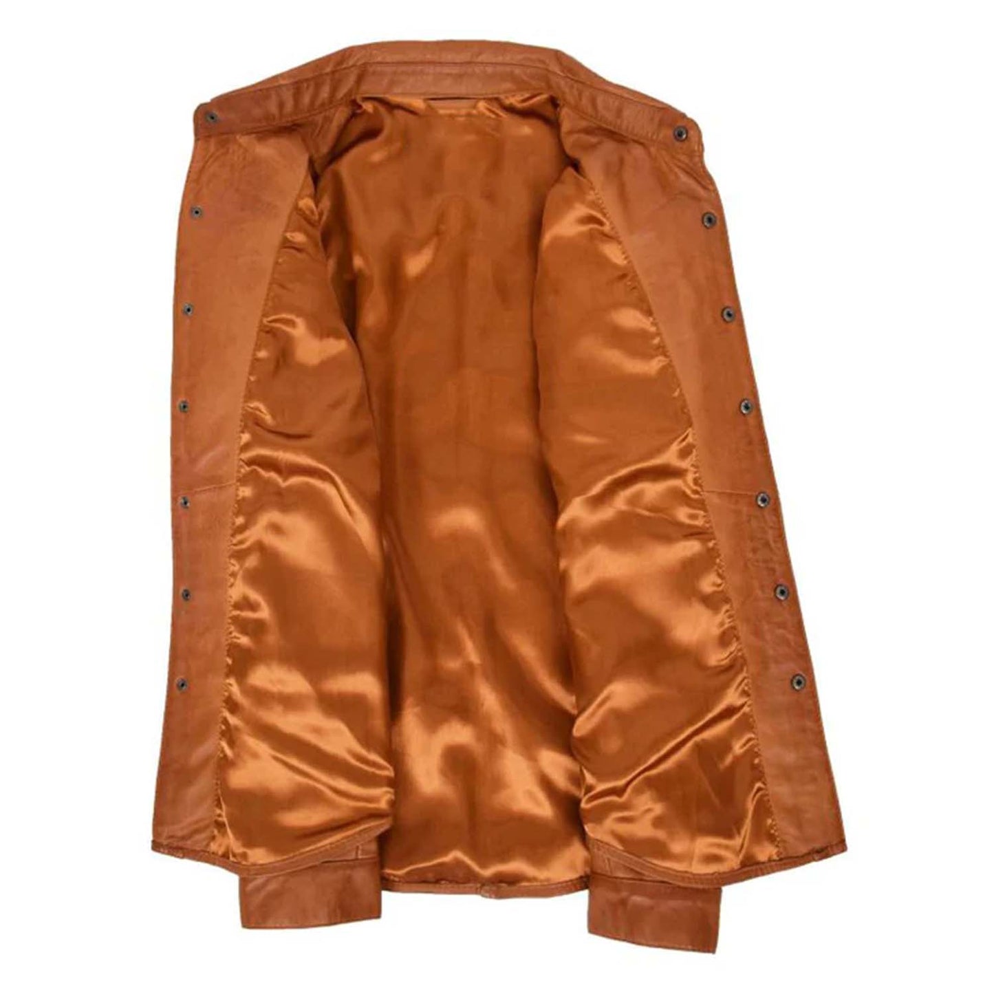 Mens Leather Shirt Classic Trucker Style Oliver Tan