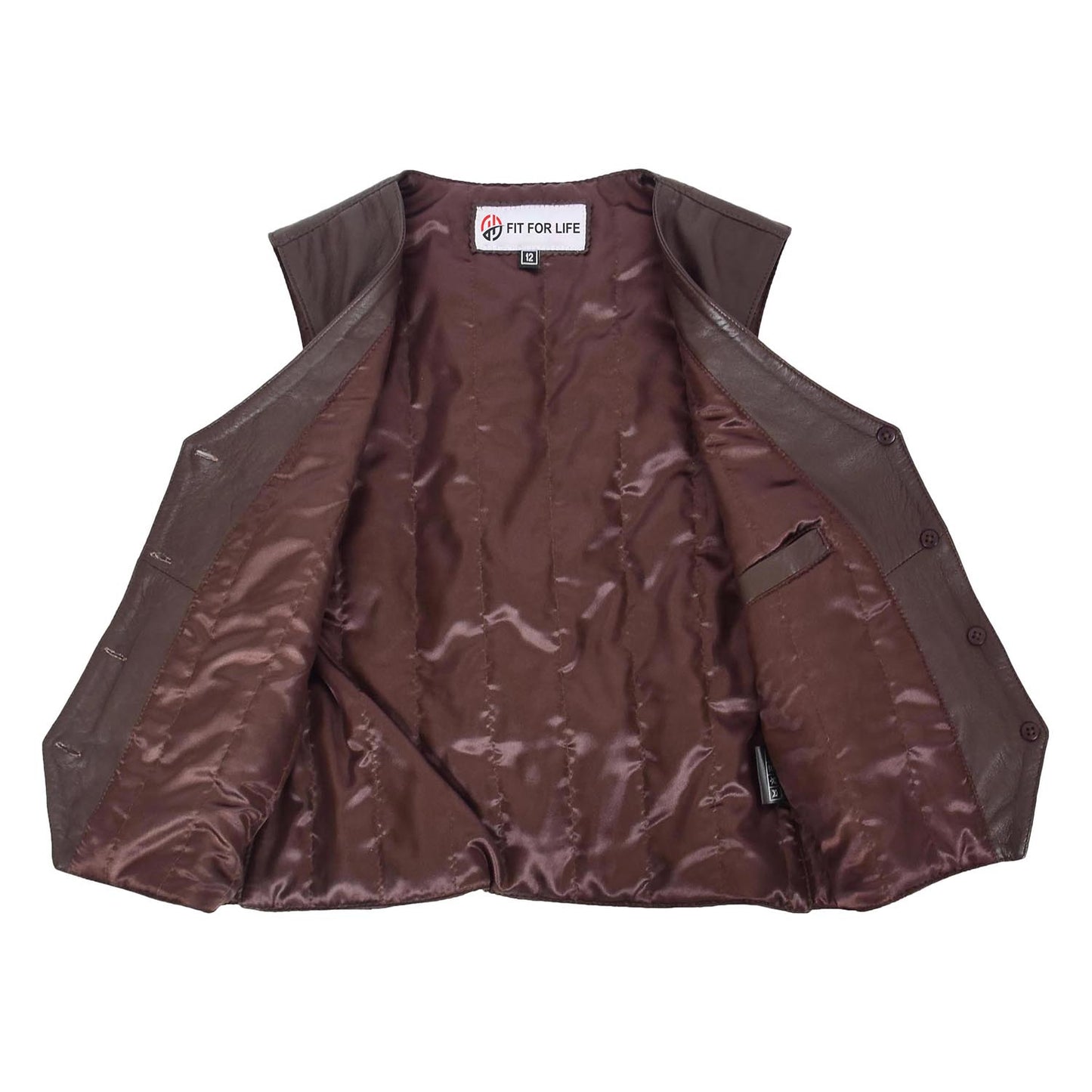 Womens Leather Classic Buttoned Waistcoat Rita Brown