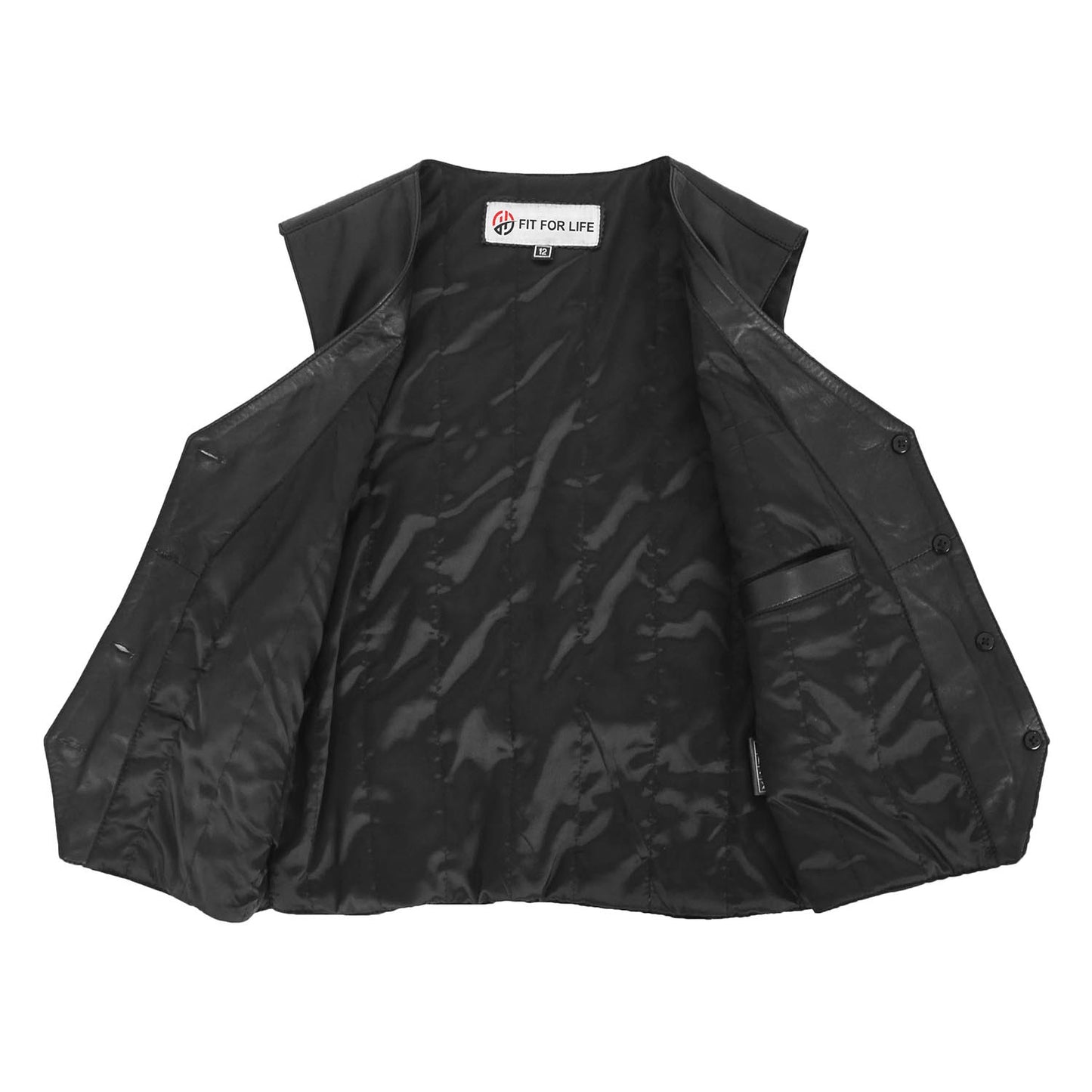 Womens Leather Classic Buttoned Waistcoat Rita Black