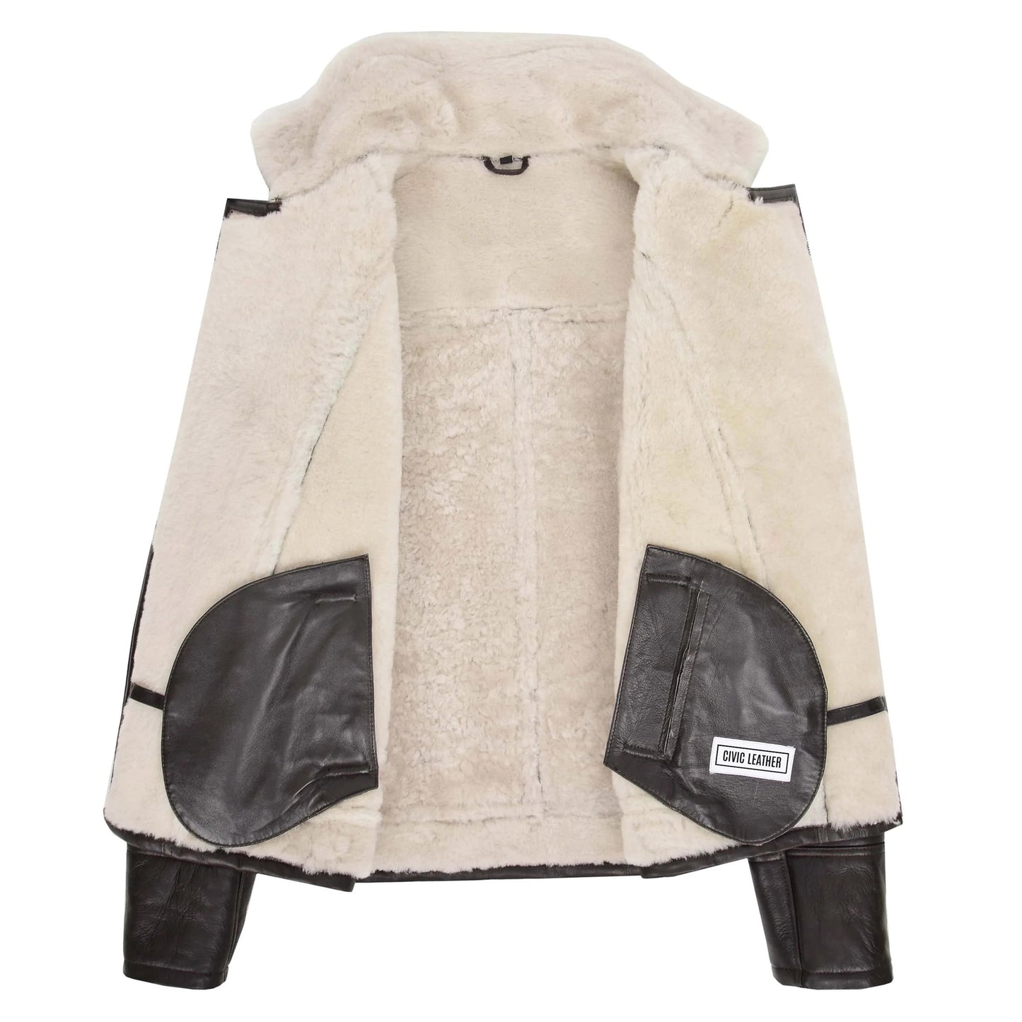 Mens Top Gun Style Sheepskin Jacket Oscar Brown White