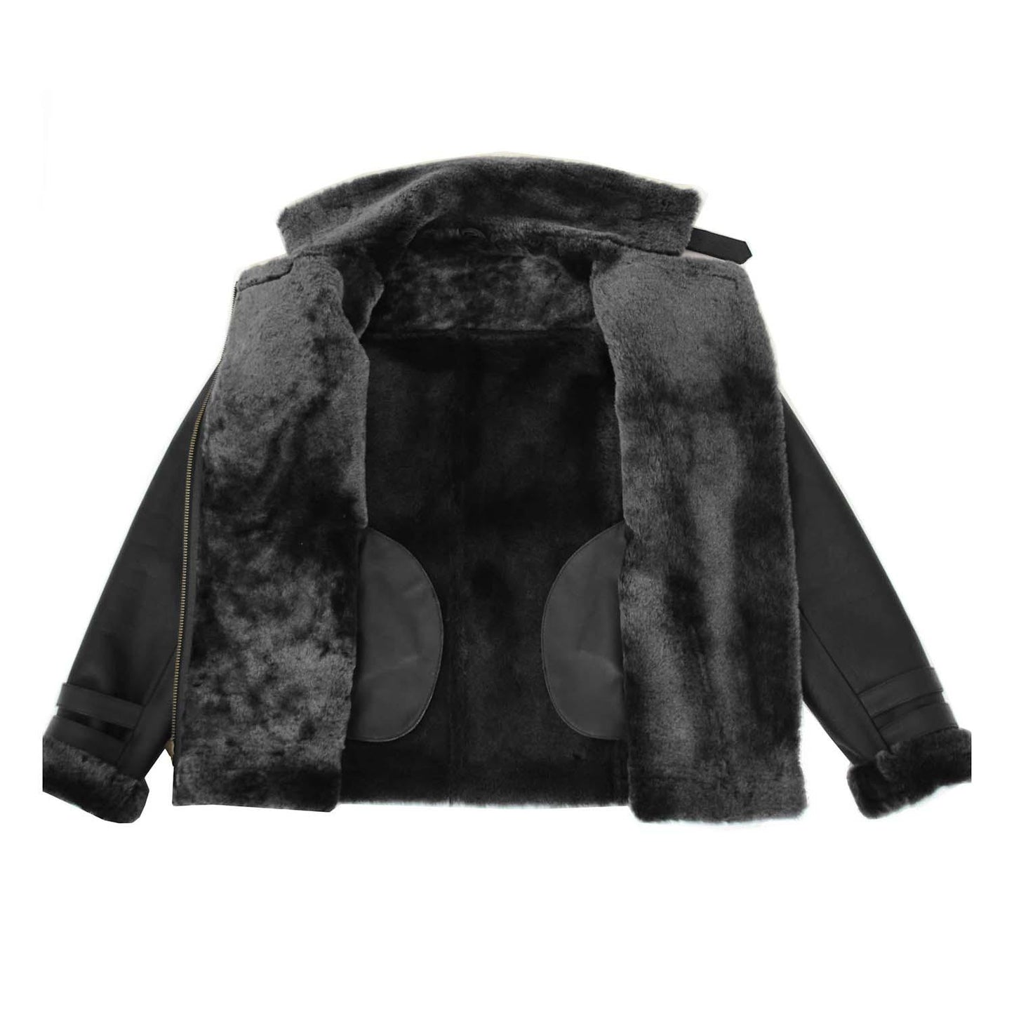 Women's Sheepskin Leather Aviator Cross Zip Pilot Jacket Lena Black