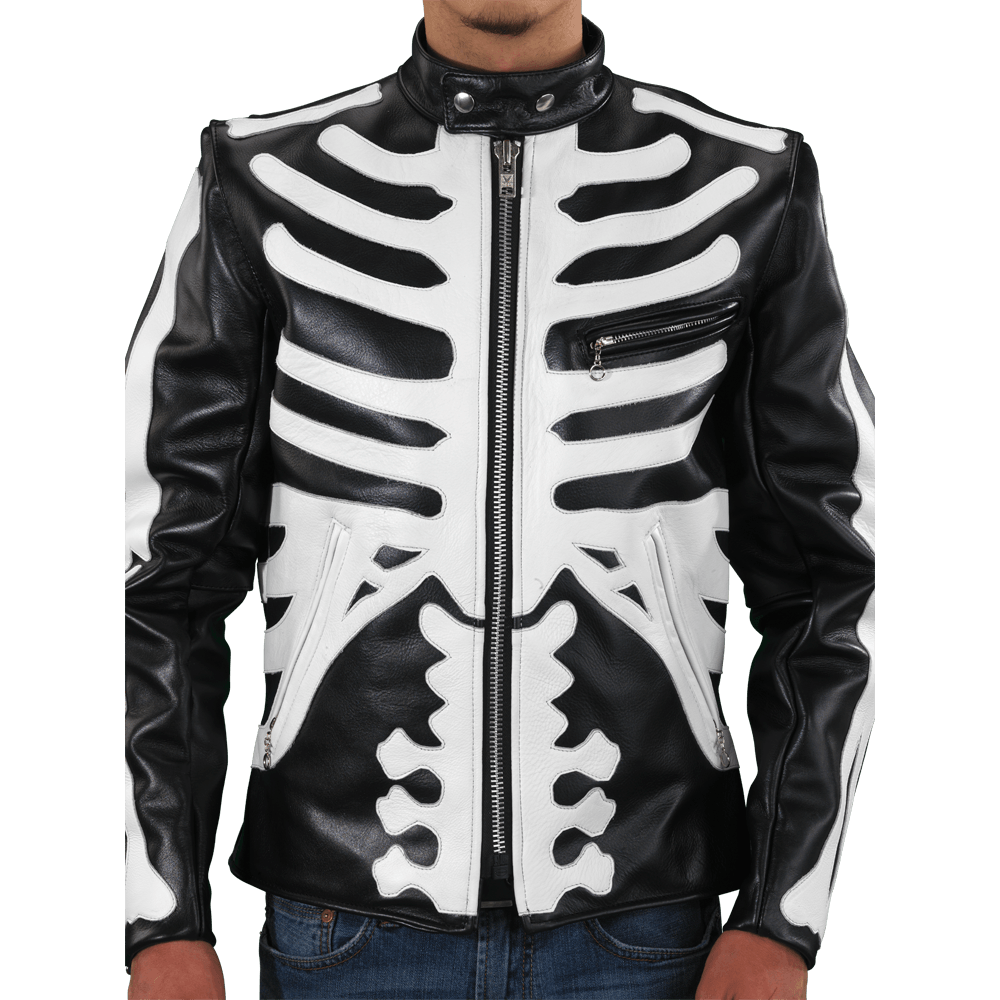 Vanson Leather Model Jacket W/Bones ( Black-White Leather )