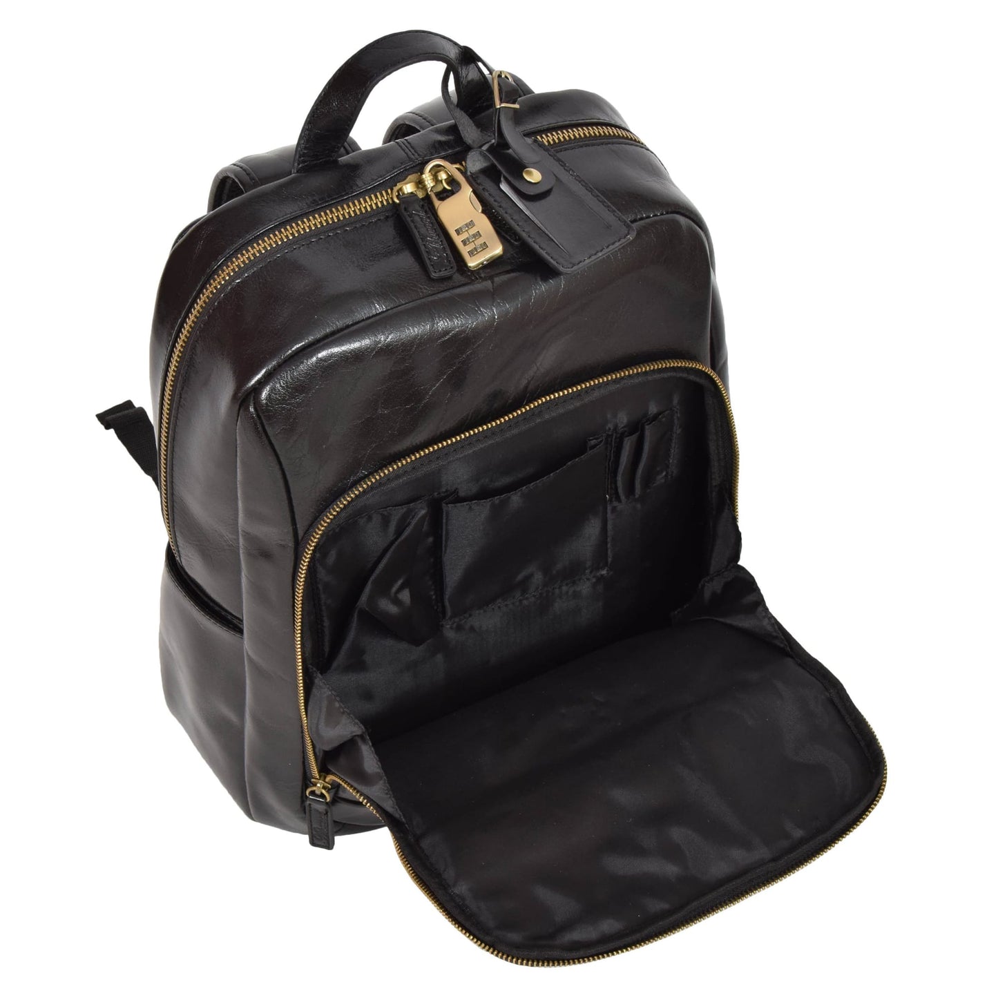 Exclusive Leather Backpack Organizer Rucksack Peru Black Beg