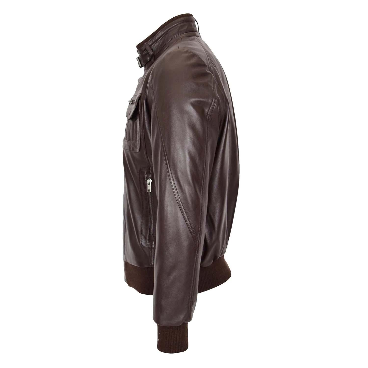 Premium Quality Mens Leather Bomber Flight Jacket Tom Brown