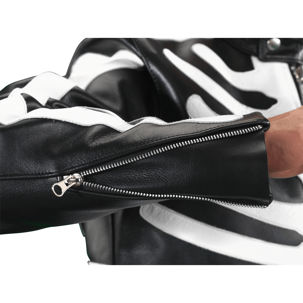 Vanson Leather Model Jacket W/Bones ( Black-White Leather )