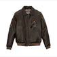 Primum Quality Men's Avirex Brown Real Bomber Flight, Embroidery Jacket Lamb Skin Leather Jackets