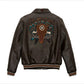 Primum Quality Men's Avirex Brown Real Bomber Flight, Embroidery Jacket Lamb Skin Leather Jackets