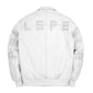 Men's White Pelle Pelle Stones Lamb Skin Leather Bomber Jacket