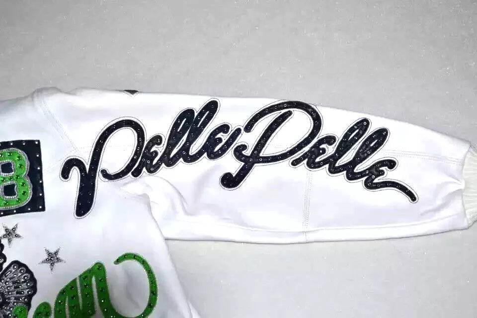 PELLE PELLE MEN'S COW GENUINE LEATHER  JACKET WHITE ANNIVERSARY AMERICAN BRUISER
