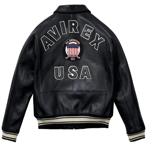 Men’s Avirex Leather Jacket Iconic Avirex Jacket (Black)