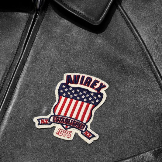 Men’s Avirex Leather Jacket Iconic Avirex Jacket (Black)