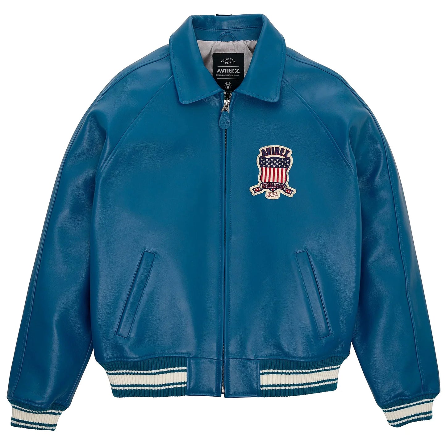 Men’s Avirex Leather Jacket Iconic Avirex Jacket (Dark Blue)