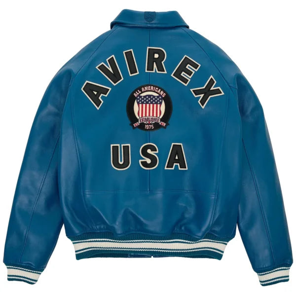 Men’s Avirex Leather Jacket Iconic Avirex Jacket (Dark Blue)