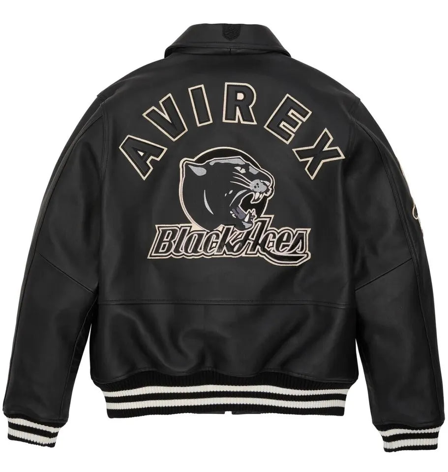 Premium Edition Men's Avirex Black Real Bomber American Flight Jacket Lamb Skin Leather Jackets