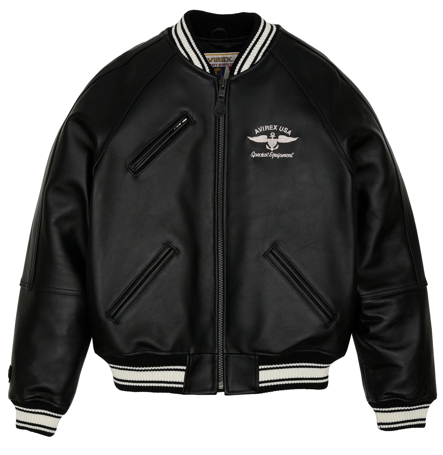 Men's Avirex Stadium Leather Jacket Las Vegas  Avirex jacket (Black)