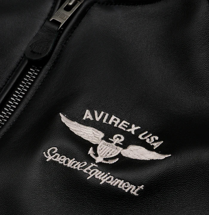Men's Avirex Stadium Leather Jacket Las Vegas  Avirex jacket (Black)