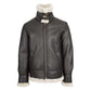 Men's Classic B3 Original Sheepskin Jacket in brown and white with buckled shearling collar and front zipper