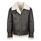 Front view of Men's Classic B3 Original Sheepskin Jacket in brown leather with white shearling collar and lining