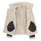 Interior view of Men's Classic B3 Original Sheepskin Jacket showing full white shearling lining and leather pocket panels