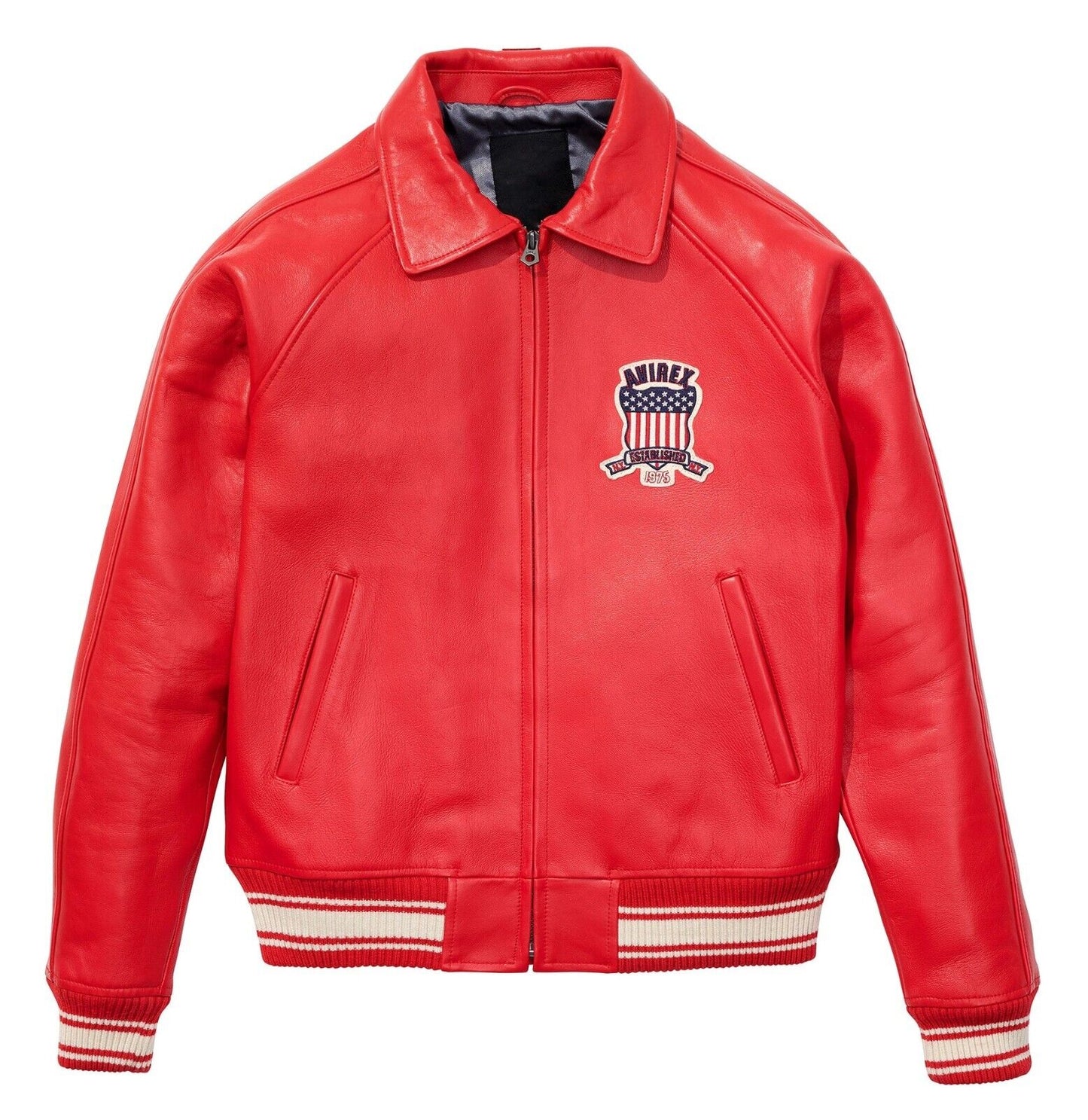 Men's Avirex Leather Jacket Iconic Avirex jacket (Red )