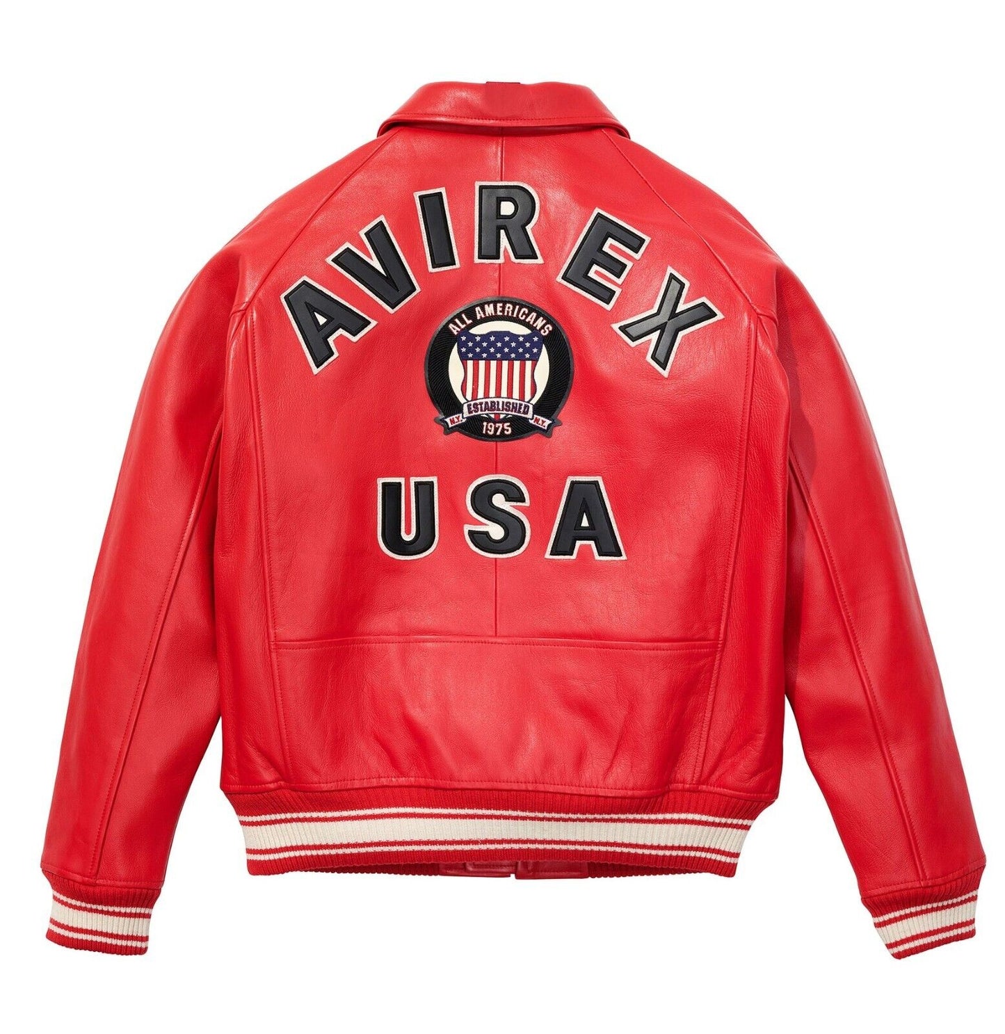 Men's Avirex Leather Jacket Iconic Avirex jacket (Red )