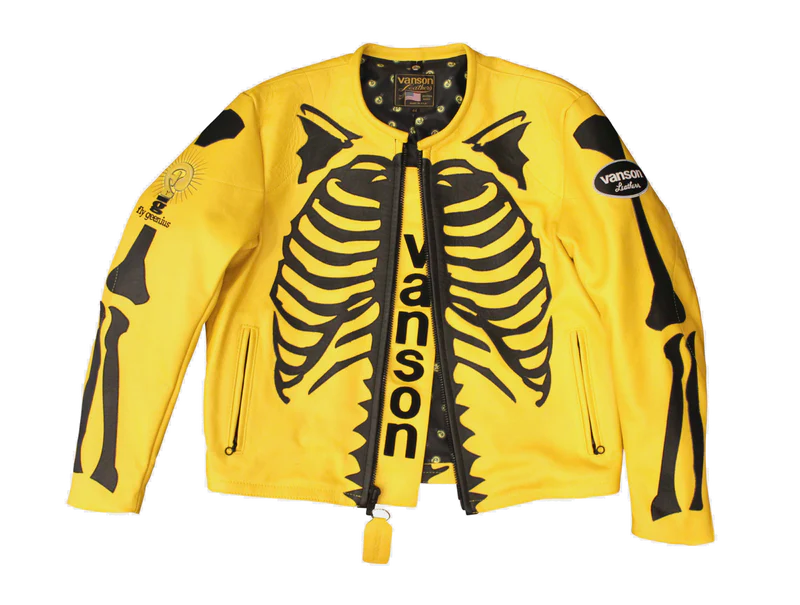 Special Edition Vanson Leather X Bones Jacket ( Yellow- Black