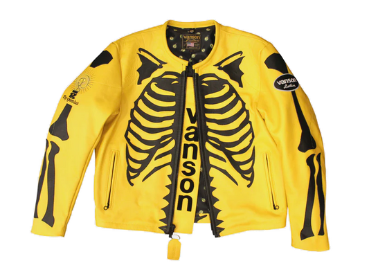 Special Edition Vanson Leather X Bones Jacket ( Yellow- Black )