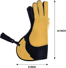 Pack of 10 Left Hand Falconry Gloves | Custom Suede Leather | Professional Bird Handling Gloves